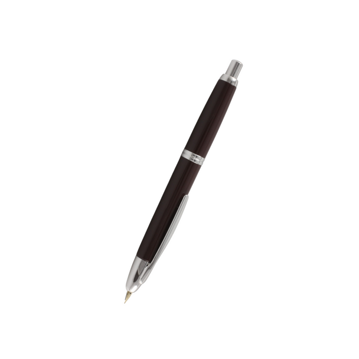 Pilot Capless Decimo Fountain Pen - Brown with 18K Gold Rhodium-plated Broad Nib — capped