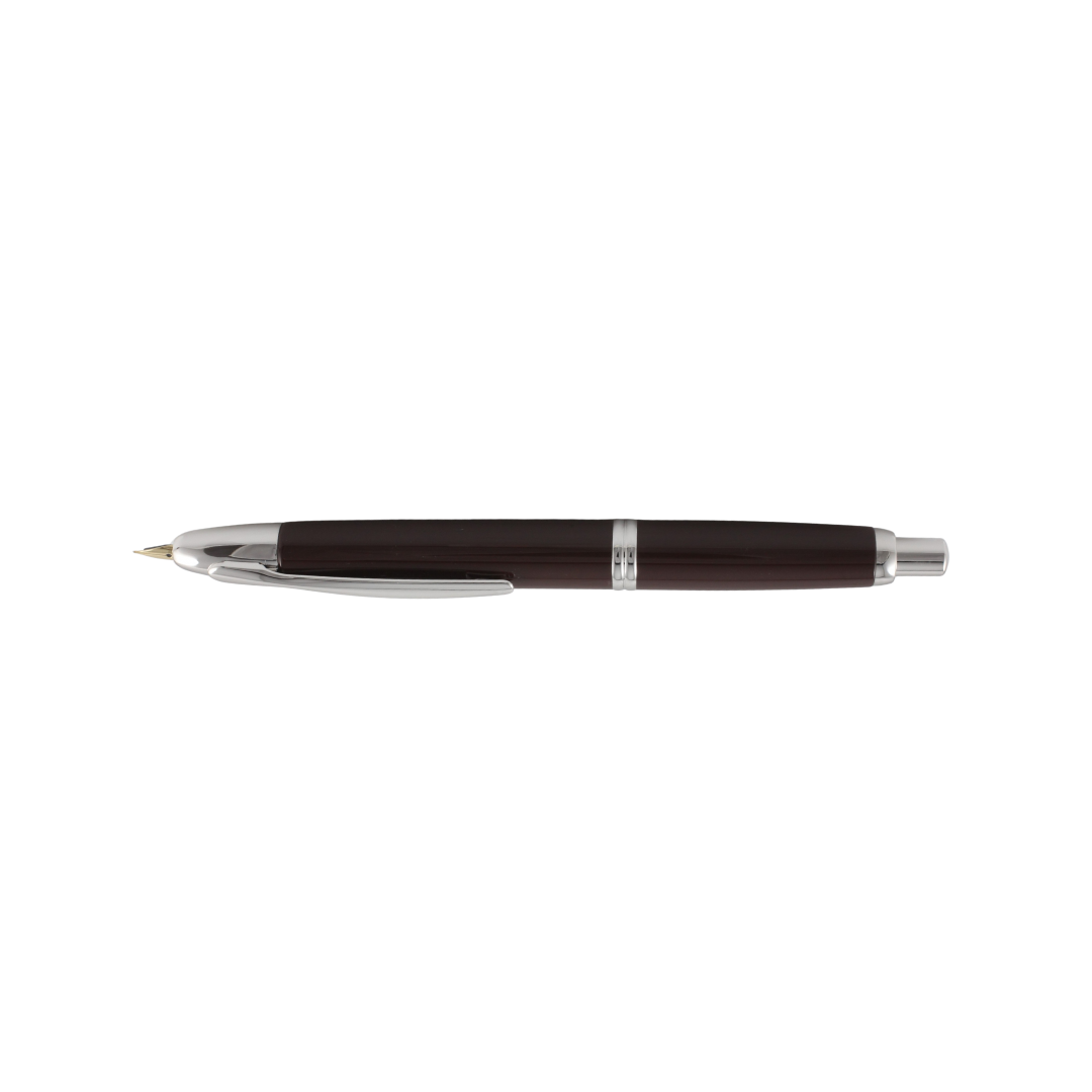 Pilot Capless Decimo Fountain Pen - Brown with 18K Gold Rhodium-plated Broad Nib — nib close-up