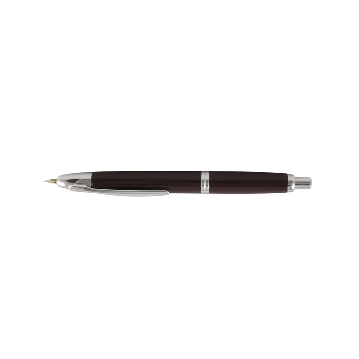Pilot Capless Decimo Fountain Pen - Brown with 18K Gold Rhodium-plated Broad Nib — nib close-up