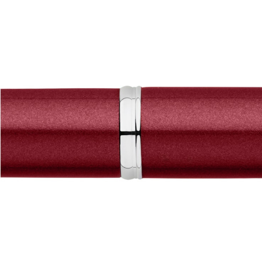 Pilot Capless Decimo Fountain Pen - Red with 18K Gold Rhodium-plated Broad Nib — writing at an angle