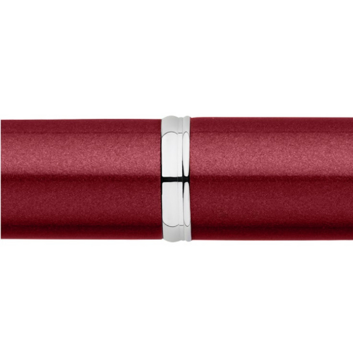 Pilot Capless Decimo Fountain Pen - Red with 18K Gold Rhodium-plated Broad Nib — writing at an angle