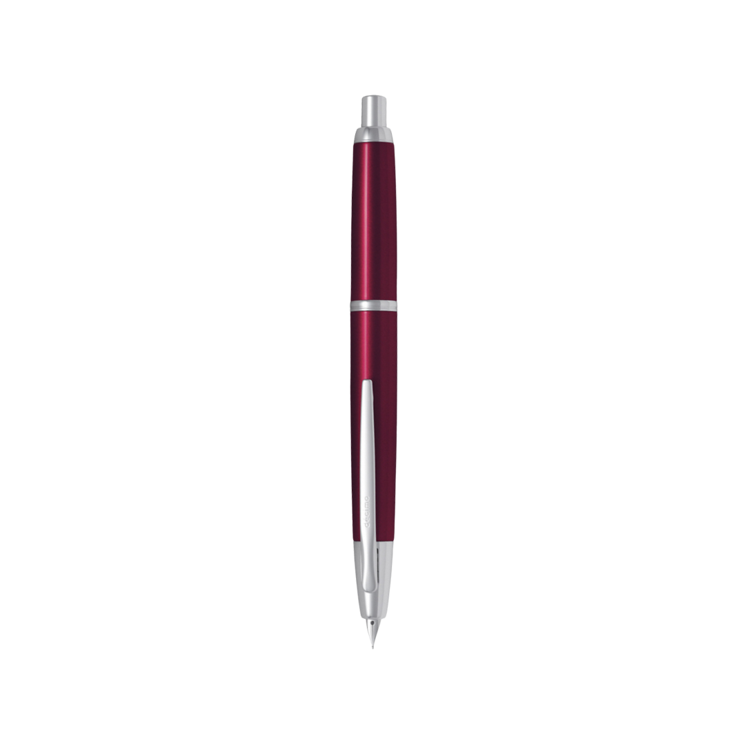 Pilot Capless Decimo Fountain Pen - Red with 18K Gold Rhodium-plated Broad Nib — uncapped with cap posted