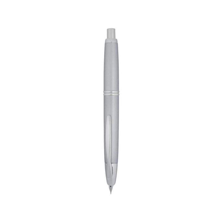 Pilot Capless Fountain Pen - Silver with 18K Gold Rhodium-plated Fine Nib — uncapped with cap posted