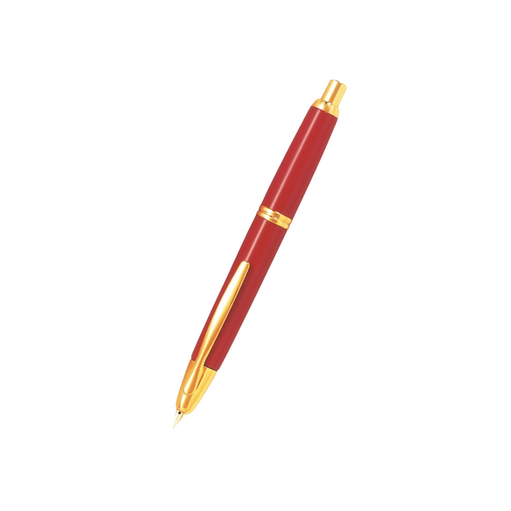 Pilot Capless Fountain Pen - Red with Gold Trims — capped