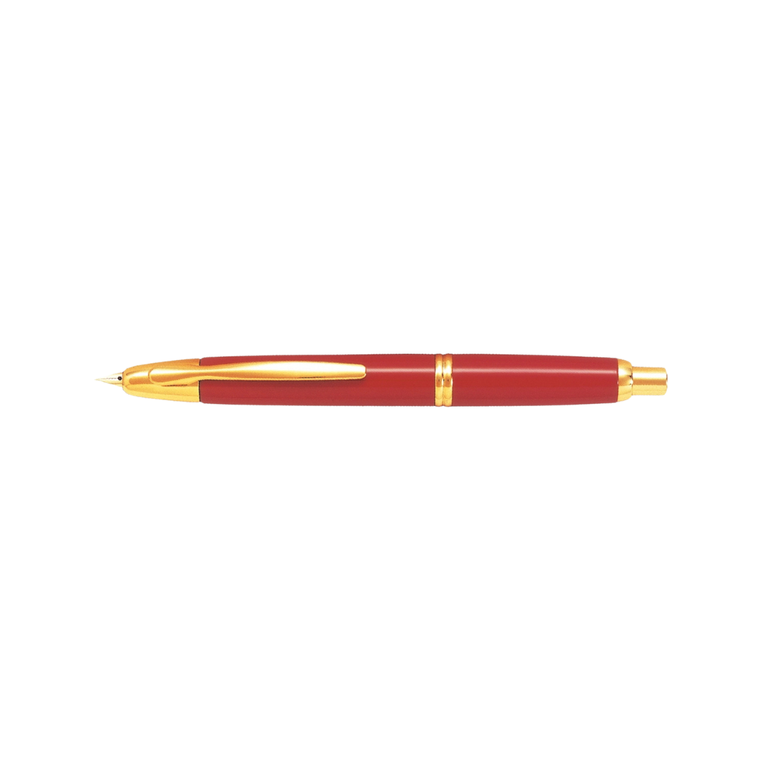 Pilot Capless Fountain Pen - Red with Gold Trims — nib close-up