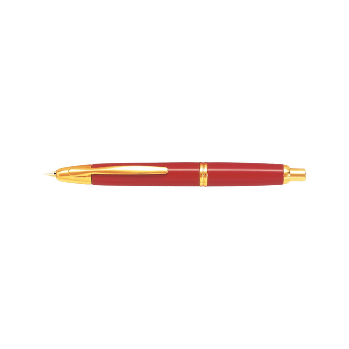 Pilot Capless Fountain Pen - Red with Gold Trims — nib close-up