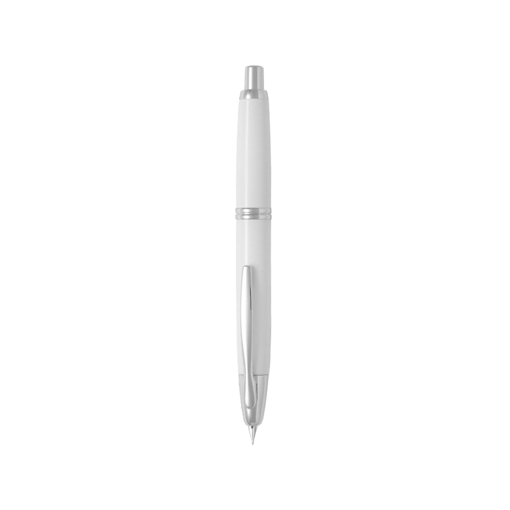 Pilot Capless Fountain Pen - White with 18K Gold Rhodium-plated Fine Nib — uncapped with cap posted
