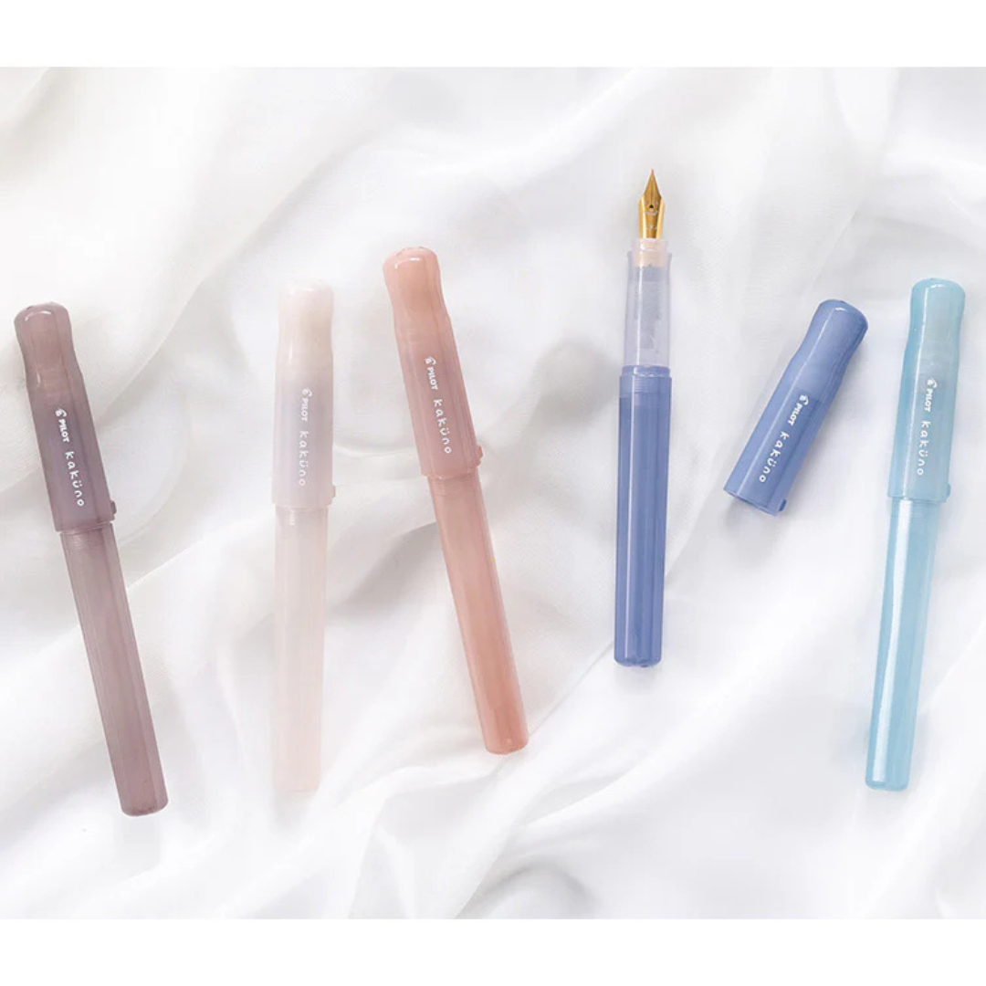 Pilot Kakuno Fountain Pen - Madoromi Ivory — writing at an angle