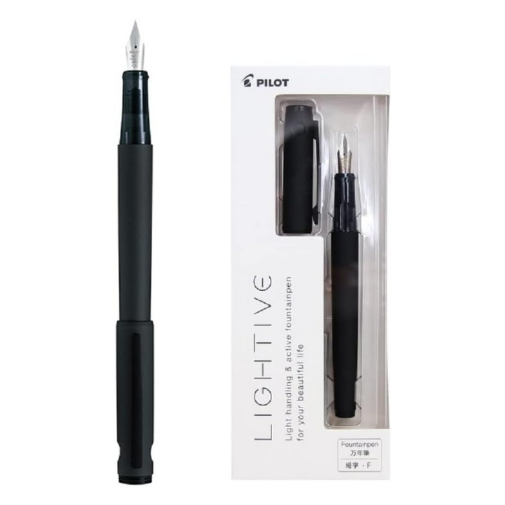Pilot LIGHTIVE Fountain Pen in Matte Black — PILOT fountain pen — precision nib writing instrument, at Cityluxe Singapore stationery store