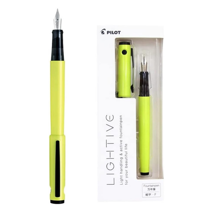 Pilot LIGHTIVE Fountain Pen in Active Yellow — PILOT fountain pen — precision nib writing instrument, at Cityluxe Singapore stationery store