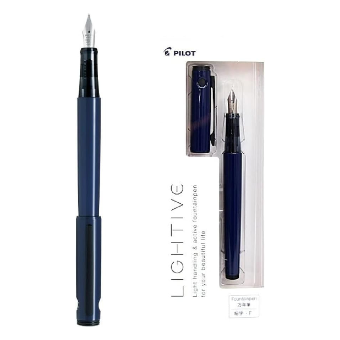 Pilot LIGHTIVE Fountain Pen in Active Navy — PILOT fountain pen — precision nib writing instrument, at Cityluxe Singapore stationery store