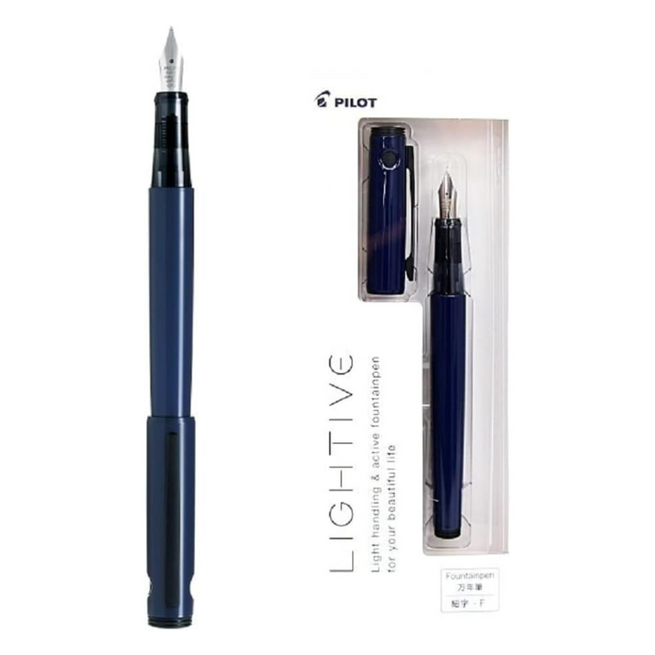 Pilot LIGHTIVE Fountain Pen in Active Navy — PILOT fountain pen — precision nib writing instrument, at Cityluxe Singapore stationery store