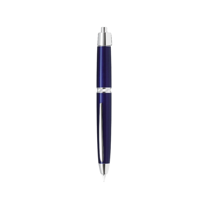Pilot Vanishing Point Capless LS Fountain Pen - Blue 18K Gold Rhodium-plated Nib — uncapped with cap posted