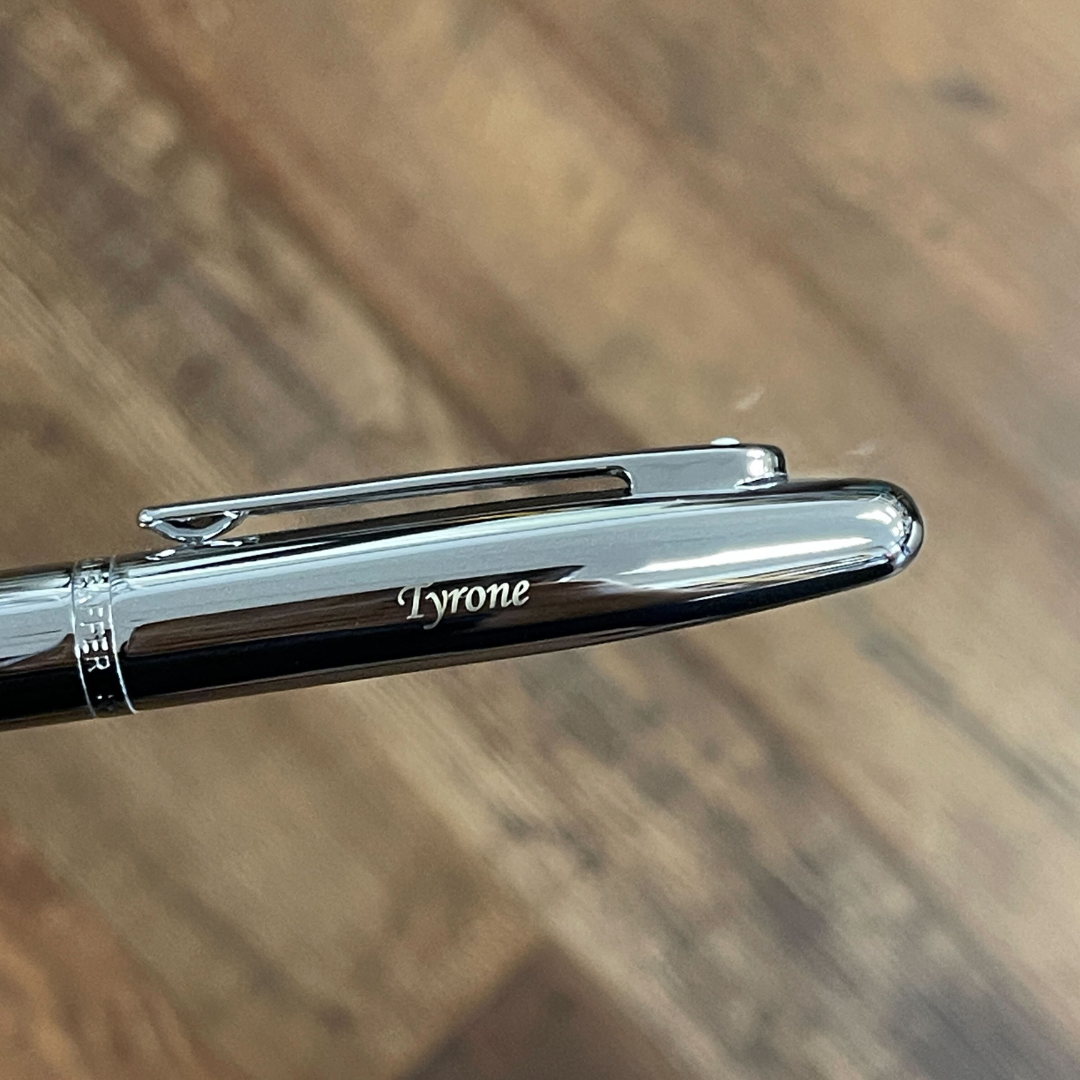 Sheaffer  VFM E9421 Polished Chrome With Chrome Trims Rollerball Pen (WW31) — Sheaffer rollerball pen — fluid gel ink writing instrument, at Cityluxe Singapore