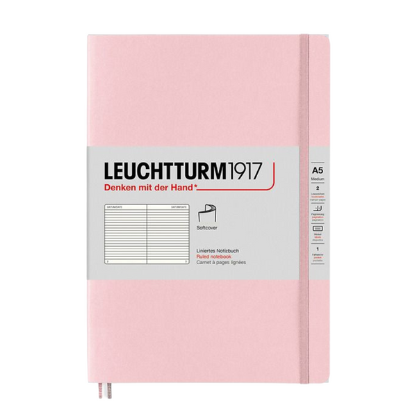 将图片加载到图库查看器，Leuchtturm1917 A5 Medium Softcover Notebook - Ruled / Powder
