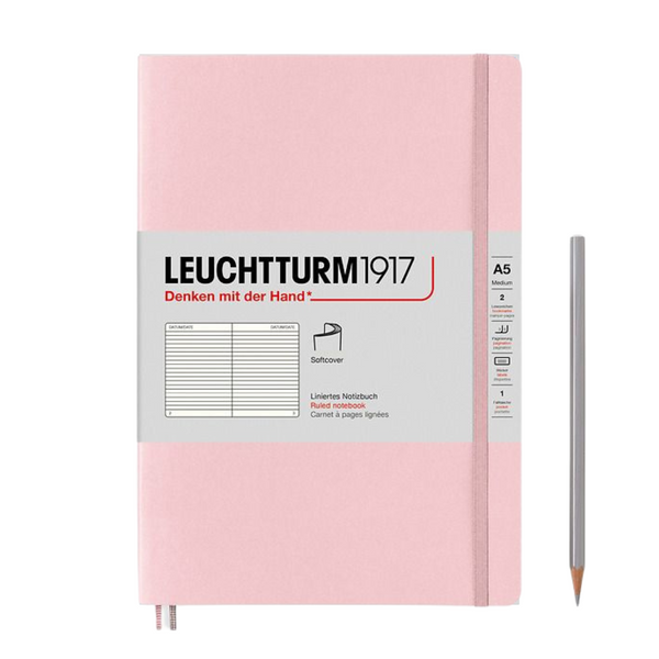 将图片加载到图库查看器，Leuchtturm1917 A5 Medium Softcover Notebook - Ruled / Powder
