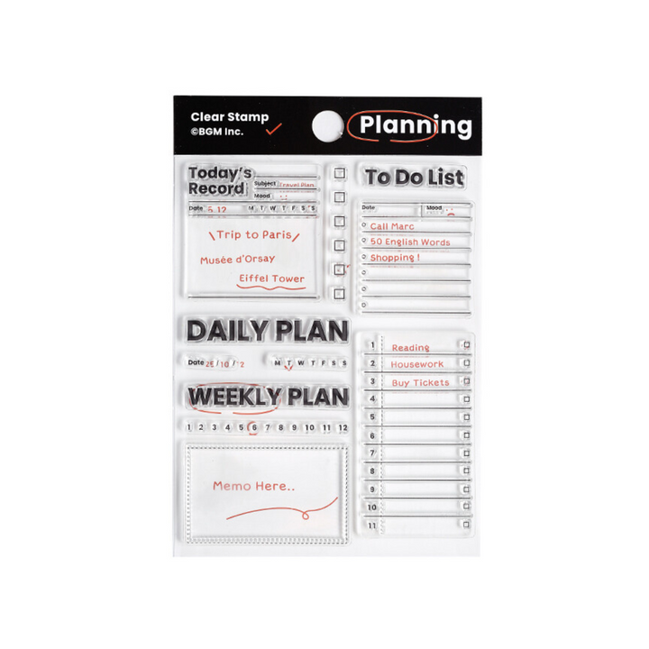 BGM Clear Stamp: Diary in Record Efficiency — BGM clear stamp — premium stationery, at Cityluxe Singapore