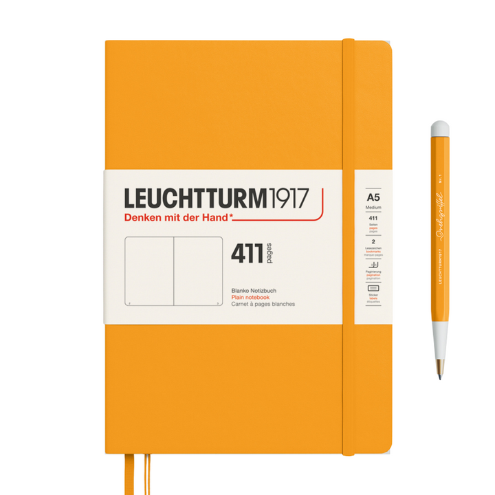 Leuchtturm1917 A5 Medium Hardcover Notebook (Thick, 411 Pages) in Plain / Rising Sun — Leuchtturm1917 notebook — quality writing journal with premium paper, at Cityluxe Singapore stationery store