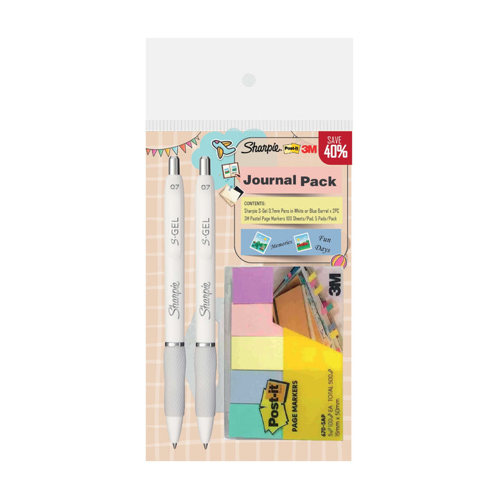Sharpie S Gel Ballpoint Pen 0.7 mm 2s &amp; Post-it Page Marker 5 Pads 15mm x 50mm | Sharpie X 3M Journal Pack | — Sharpie ballpoint pen — reliable smooth-writing everyday pen, at Cityluxe Singapore