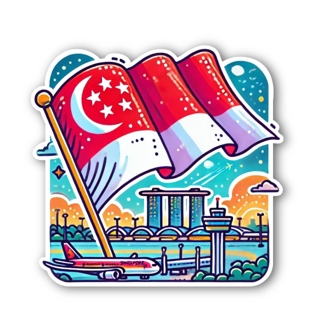 Sticker in flag, airport — WhereTo decorative sticker — for journaling, planners and scrapbooking, at Cityluxe Singapore