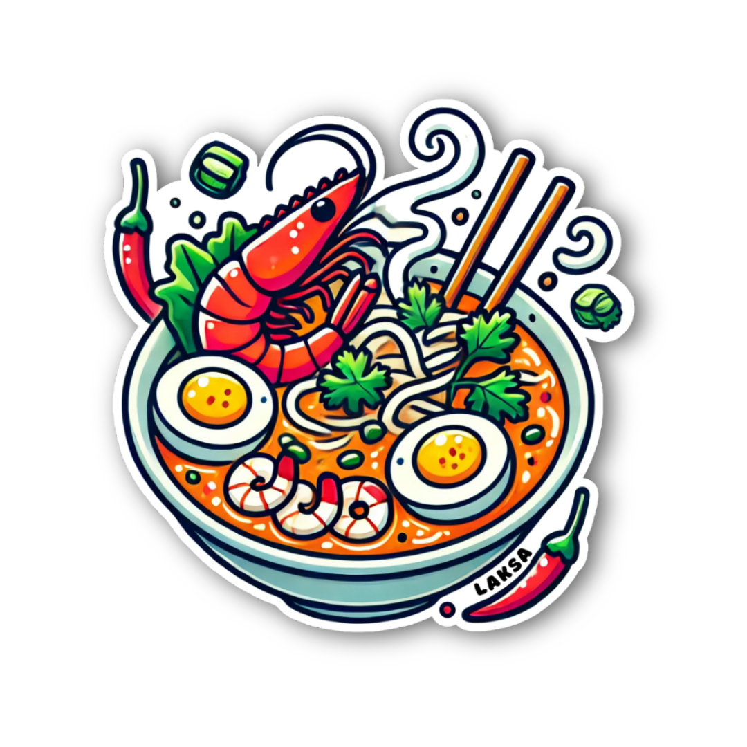 Sticker in laksa — WhereTo decorative sticker — for journaling, planners and scrapbooking, at Cityluxe Singapore
