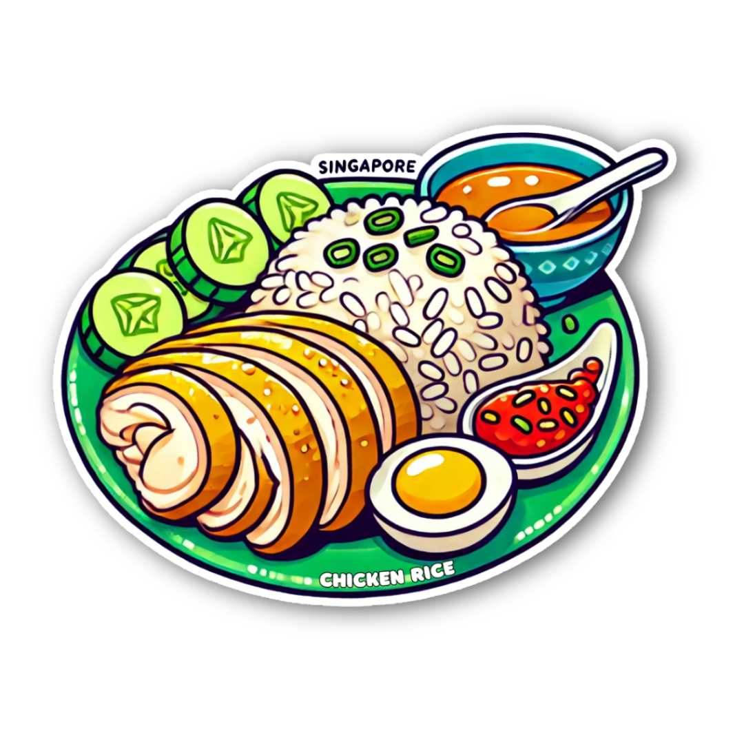 Sticker in chicken rice — WhereTo decorative sticker — for journaling, planners and scrapbooking, at Cityluxe Singapore