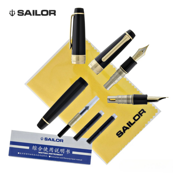 이미지를 갤러리 뷰어에 로드 , Sailor King of Pens Professional Gear 21k Nib Fountain Pen - Black with Gold Accent [Pre-Order]
