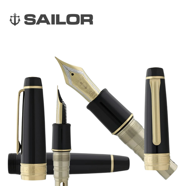 이미지를 갤러리 뷰어에 로드 , Sailor King of Pens Professional Gear 21k Nib Fountain Pen - Black with Gold Accent [Pre-Order]
