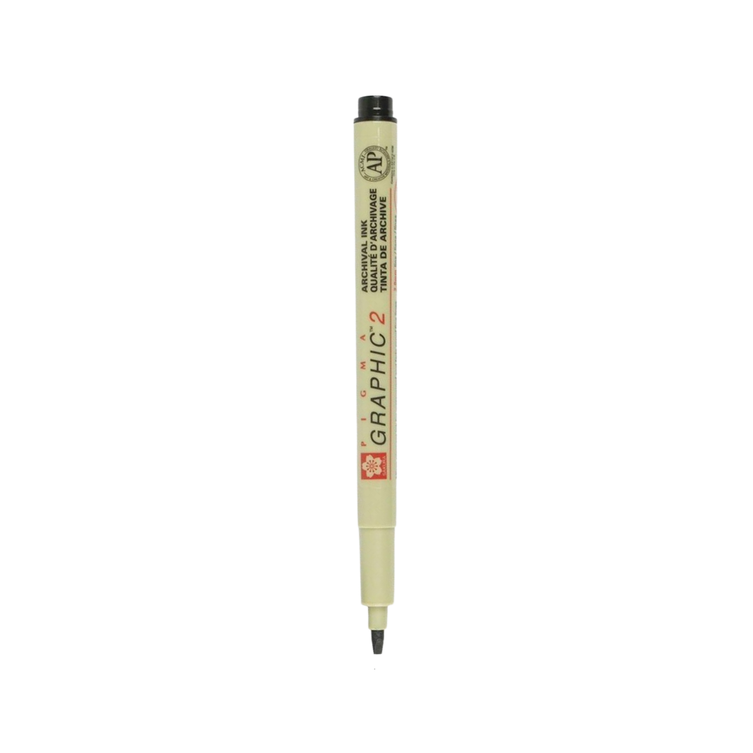 Sakura Pigma Graphic 2 Pen 2mm in Black — Sakura pen — premium stationery and lifestyle, at Cityluxe Singapore