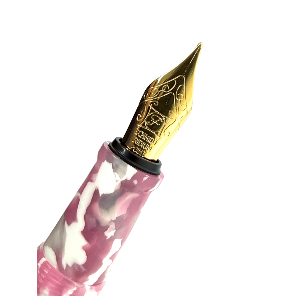 Onishi Hand Made POCKET Fountain Pen (NEW!) - Sakura Pink — uncapped with cap posted