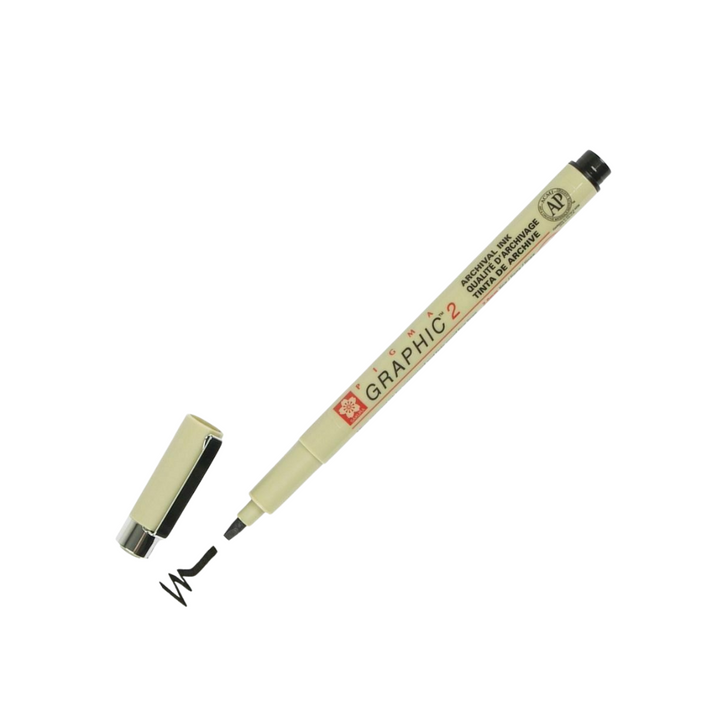 Sakura Pigma Graphic 2 Pen 2mm in Black — Sakura pen — premium stationery and lifestyle, at Cityluxe Singapore