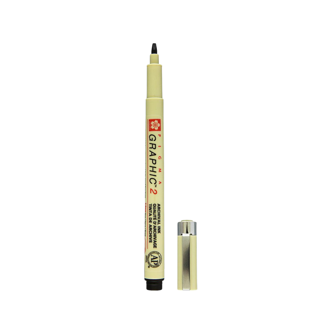 Sakura Pigma Graphic 2 Pen 2mm in Black — Sakura pen — premium stationery and lifestyle, at Cityluxe Singapore