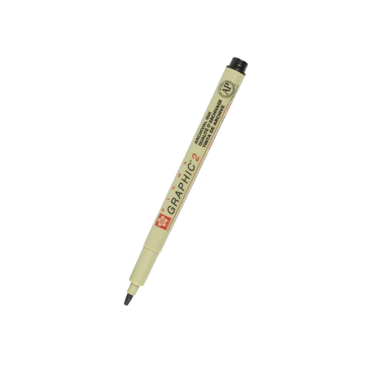 Sakura Pigma Graphic 2 Pen 2mm in Black — Sakura pen — premium stationery and lifestyle, at Cityluxe Singapore