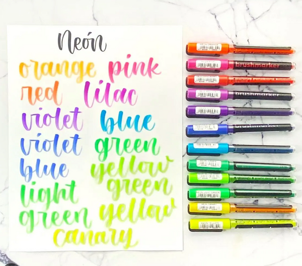 Karin Markers BrushmakerPro Neon Colour 27C12 Set of 12 — Karin brush pen — premium stationery and lifestyle, at Cityluxe Singapore