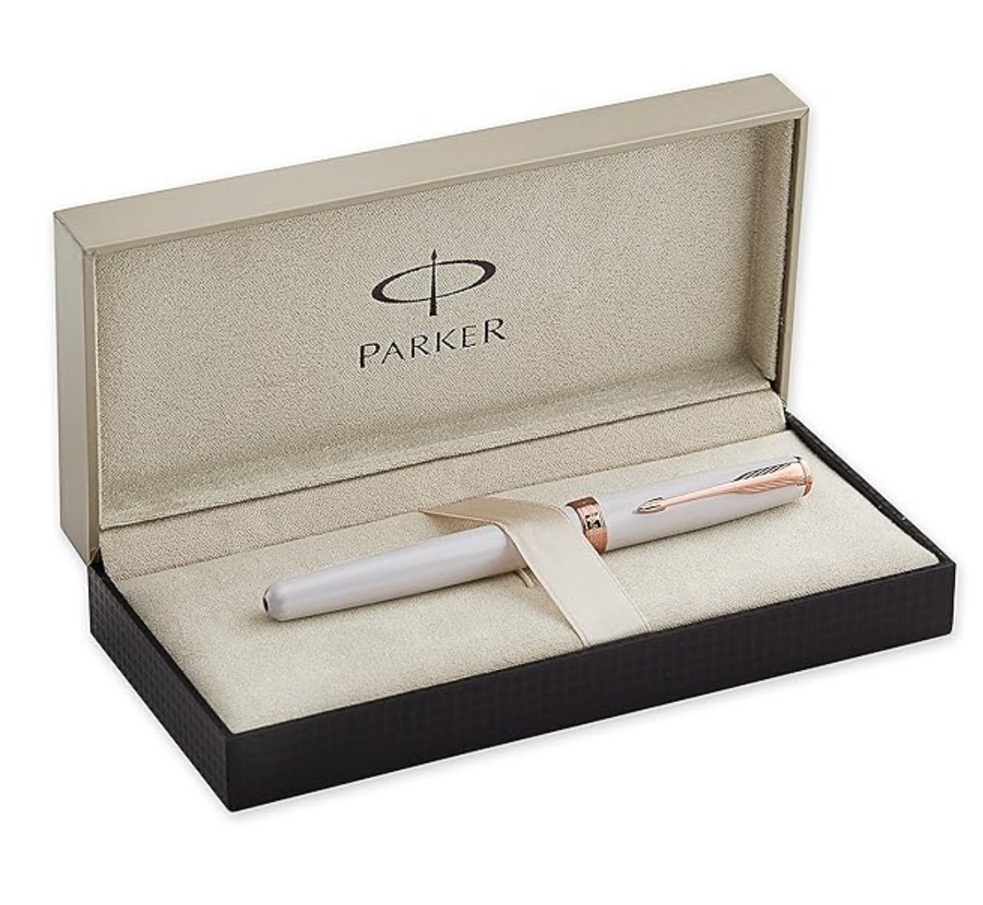 Parker Sonnet Pearl Lacquer 18k Gold Nib Fountain Pen in Medium Nib — Parker fountain pen — precision nib writing instrument, at Cityluxe Singapore stationery store