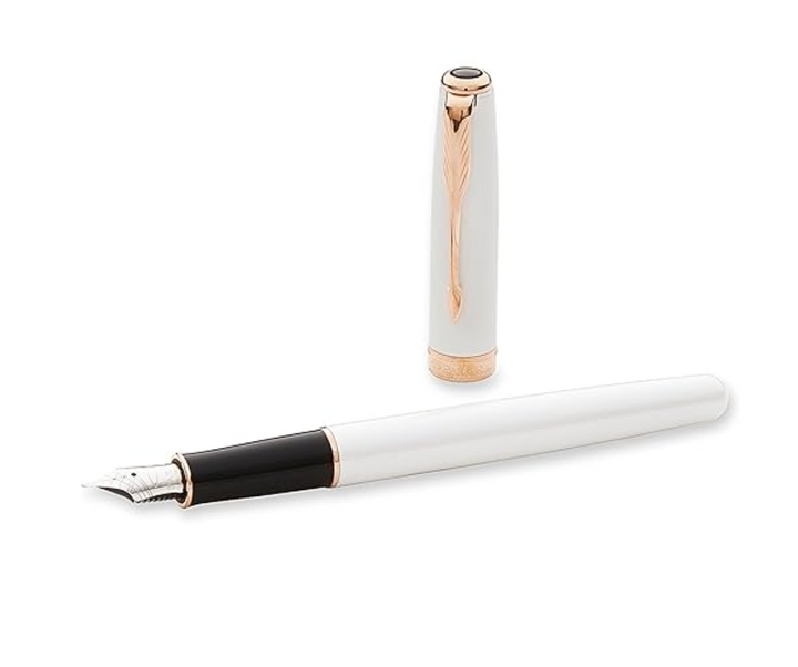 Parker Sonnet Pearl Lacquer 18k Gold Nib Fountain Pen in Medium Nib — Parker fountain pen — precision nib writing instrument, at Cityluxe Singapore stationery store