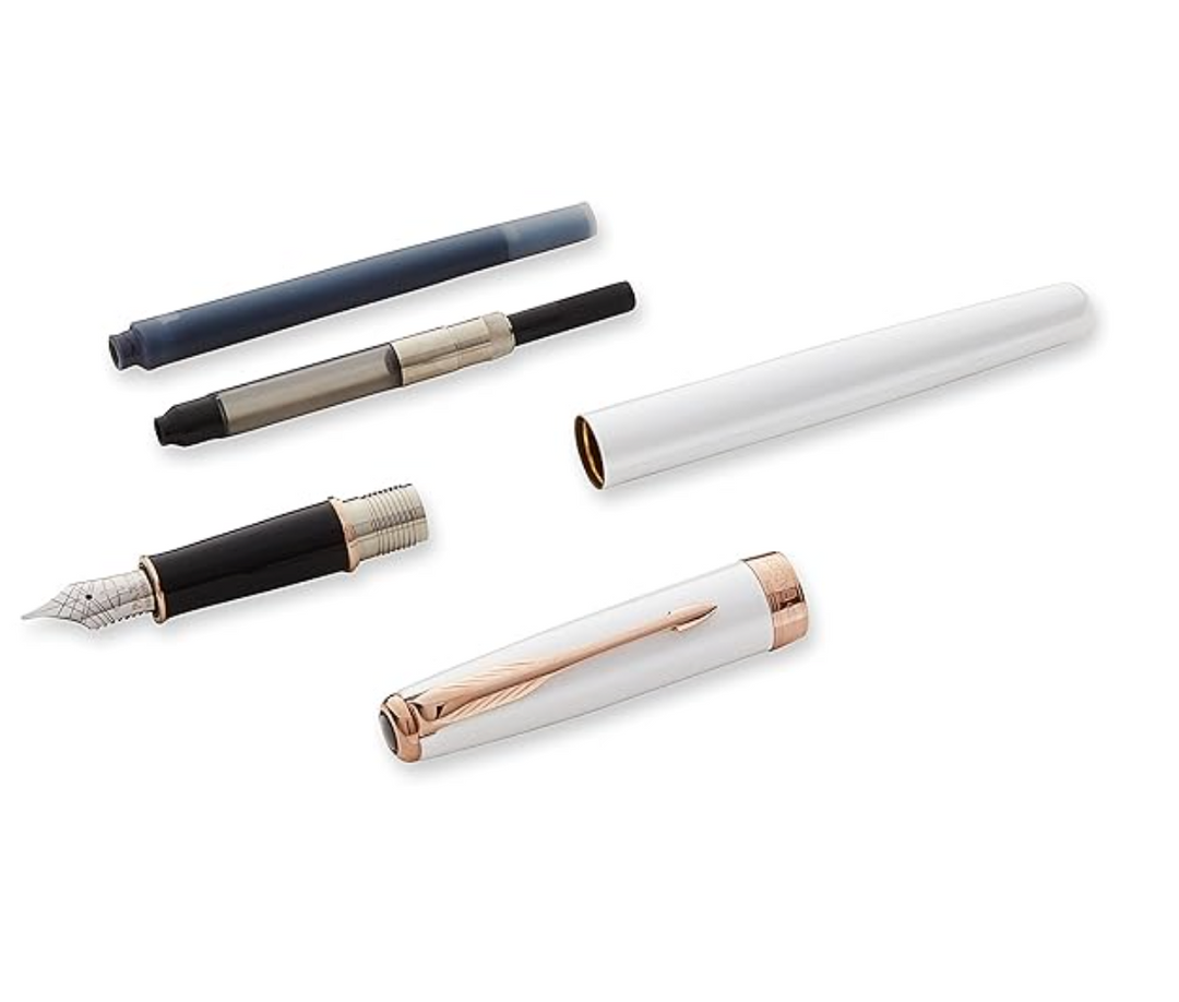 Parker Sonnet Pearl Lacquer 18k Gold Nib Fountain Pen in Medium Nib — Parker fountain pen — precision nib writing instrument, at Cityluxe Singapore stationery store