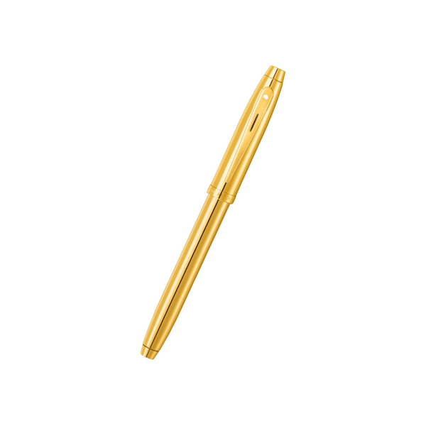 将图片加载到图库查看器，Sheaffer 100 9372 Fountain Pen - Glossy PVD Gold with PVD Gold Trim
