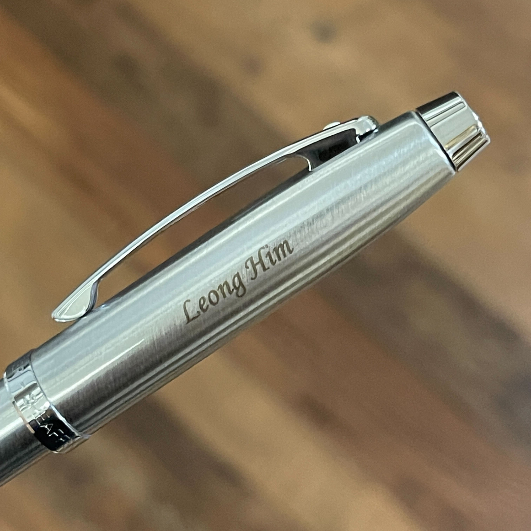 Sheaffer 100 E9306 Brushed Chrome With Chrome Plated Trims Rollerball Pen (WW30) — Sheaffer rollerball pen — fluid gel ink writing instrument, at Cityluxe Singapore