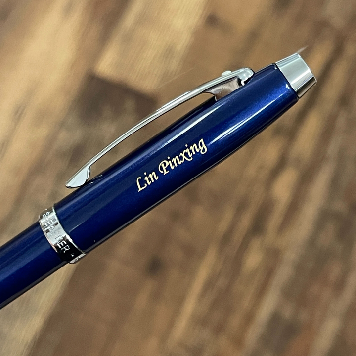 Sheaffer 100 E9339  Glossy Blue With Chrome Trims Rollerball Pen (WW30) — Sheaffer rollerball pen — fluid gel ink writing instrument, at Cityluxe Singapore