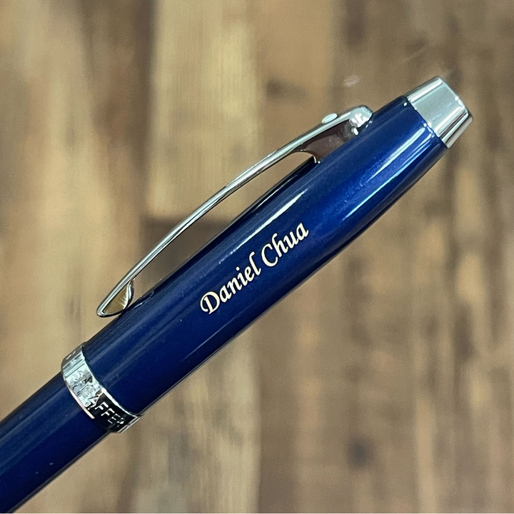 Sheaffer 100 E9339  Glossy Blue With Chrome Trims Rollerball Pen (WW30) — Sheaffer rollerball pen — fluid gel ink writing instrument, at Cityluxe Singapore