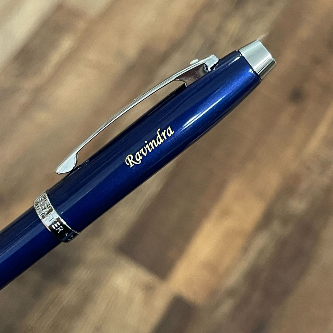 Sheaffer 100 E9339  Glossy Blue With Chrome Trims Rollerball Pen (WW30) — Sheaffer rollerball pen — fluid gel ink writing instrument, at Cityluxe Singapore