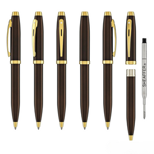 Sheaffer 100 E9370 Ballpoint Pen - Coffee Brown with PVD Gold-tone Trims