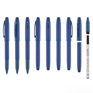 Sheaffer 100 E9371 Rollerball Pen - Satin Blue with PVD Blue Trims