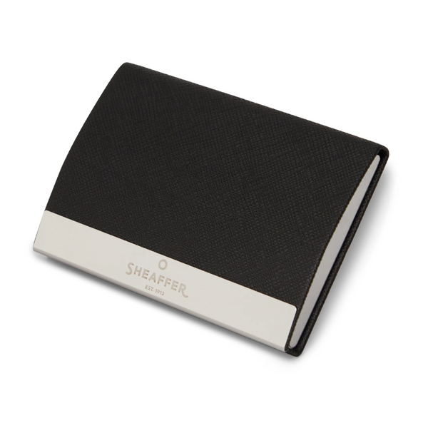 将图片加载到图库查看器，Sheaffer 100 Gift Set Ballpoint Pen Matte Black with Chrome Trims and Business Card Holder
