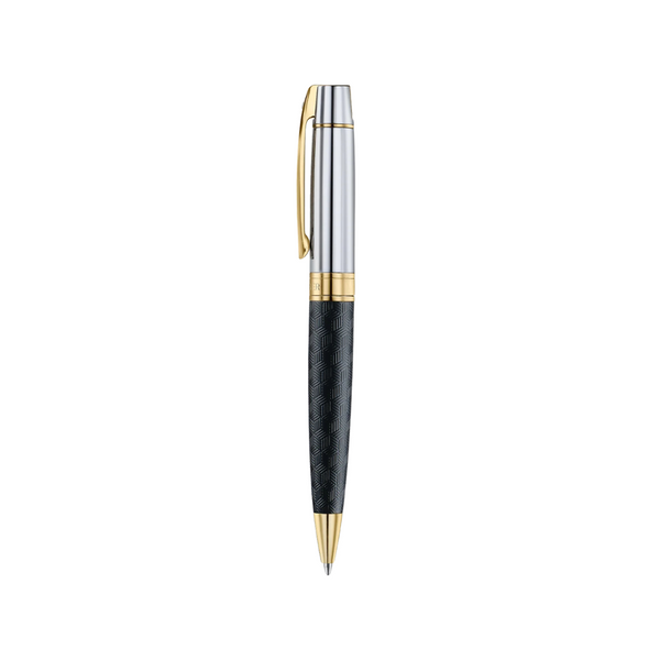 将图片加载到图库查看器，Sheaffer 300 9347 Ballpoint Pen - Engraved Black with Chrome Cap and Gold Trims
