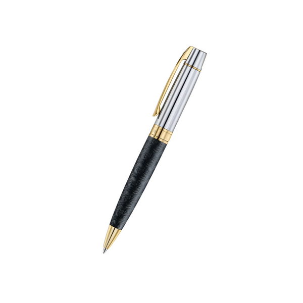 将图片加载到图库查看器，Sheaffer 300 9347 Ballpoint Pen - Engraved Black with Chrome Cap and Gold Trims
