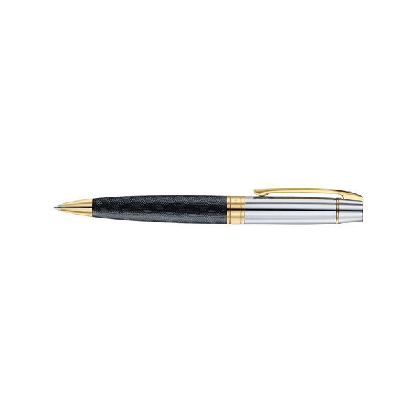 将图片加载到图库查看器，Sheaffer 300 9347 Ballpoint Pen - Engraved Black with Chrome Cap and Gold Trims

