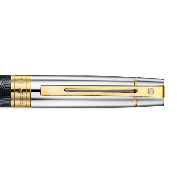 将图片加载到图库查看器，Sheaffer 300 9347 Ballpoint Pen - Engraved Black with Chrome Cap and Gold Trims
