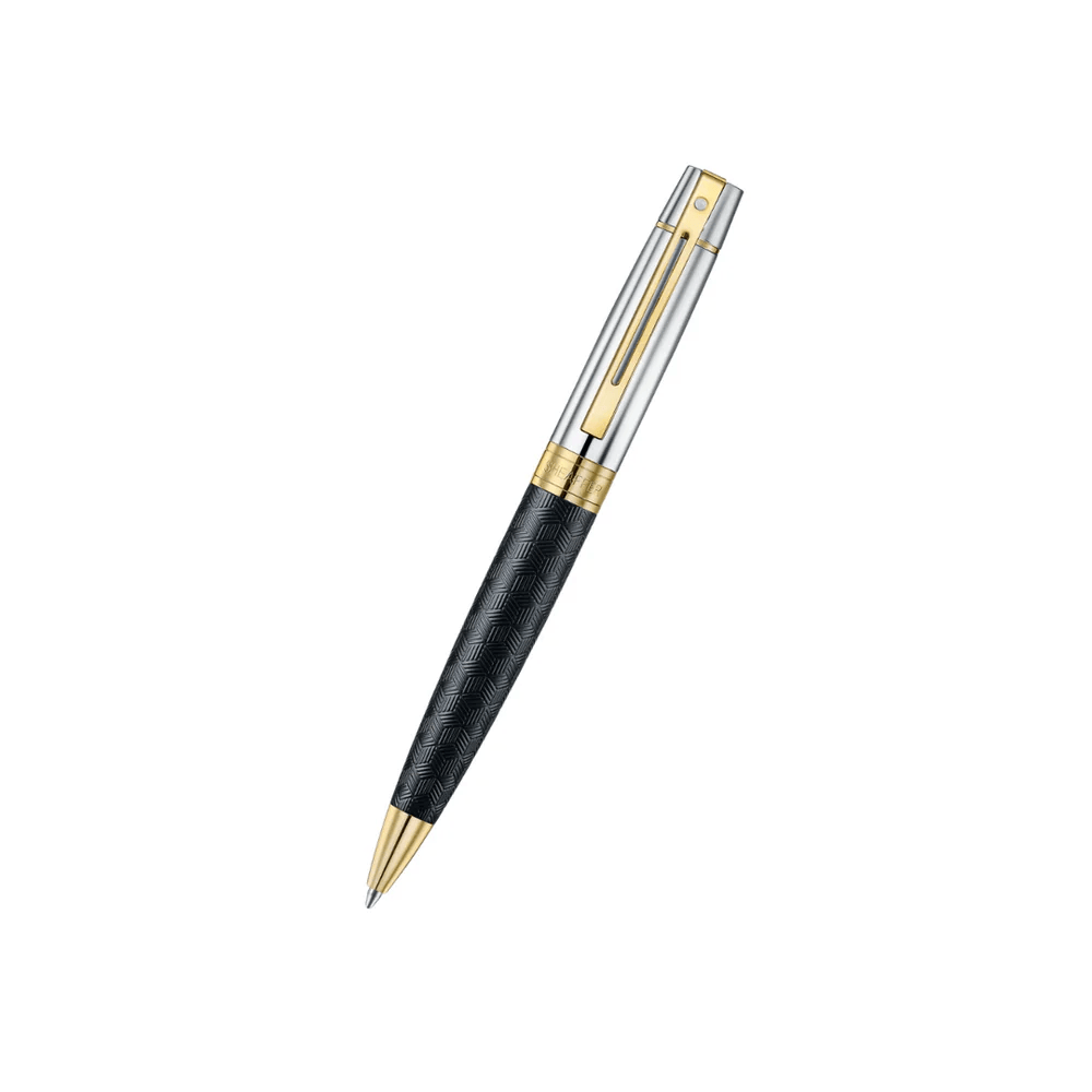 Sheaffer 300 9347 Engraved Black Ballpoint Pen with Chrome Cap and Gold Trims Gift Set With Credit Card Holder — Sheaffer ballpoint pen — reliable smooth-writing everyday pen, at Cityluxe Singapore